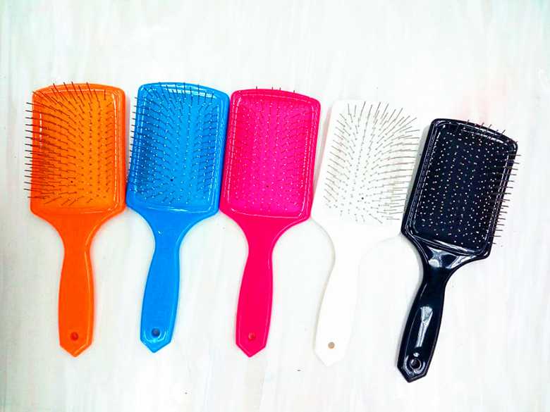 New color handle comb 8586 style, color leather and color needle handle comb, hair massage comb Specification image
