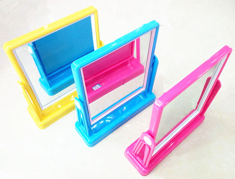 New single-sided desktop mirror, desktop makeup mirror, solid color single-sided mirror, square daily makeup mirror details Picture