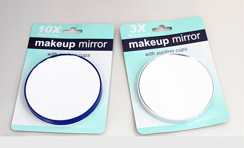 New best-selling 8.8CM magnifying suction cup mirror with paper card, double suction cups for makeup mirror details Picture