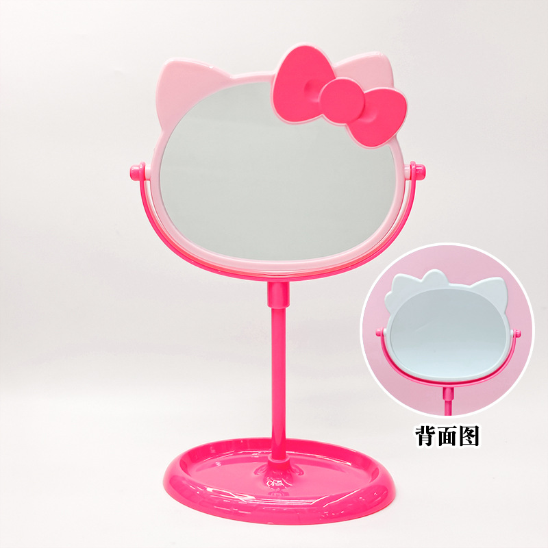 可爱KT台式化妆镜学生梳妆镜 卡通猫耳桌面台镜厂家批发详情8