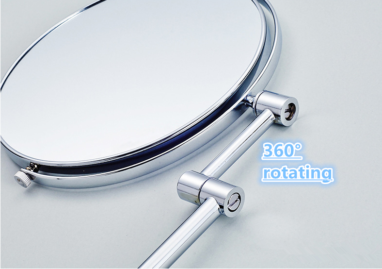 The new fashionable stainless steel bathroom wall mirror is selling well. It is a practical folding and rotating stainless steel makeup mirror details Picture