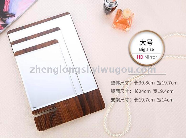 New best-selling wooden single-sided makeup mirror, portable solid color single-sided detachable desktop gift makeup mirror Specification image