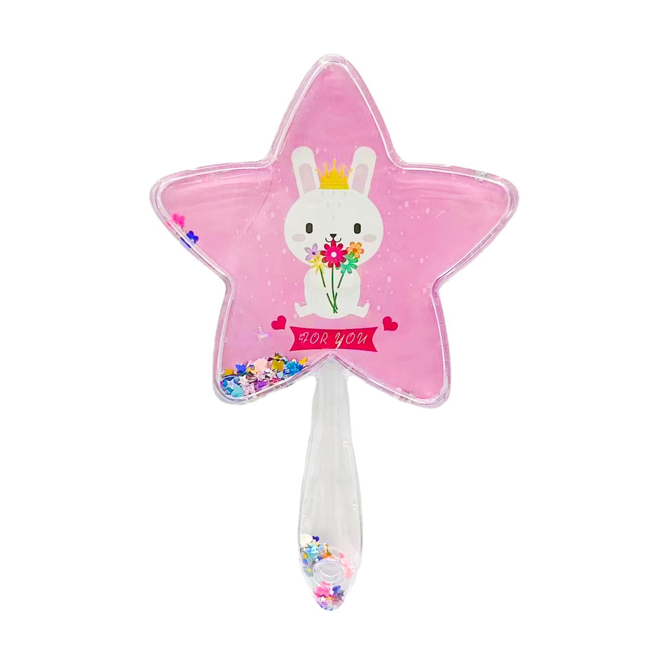 Cartoon handle quicksand portable mirror, makeup mirror, hand-held mirror, portable mirror, dormitory hand-held small mirror, girl Application Scenario