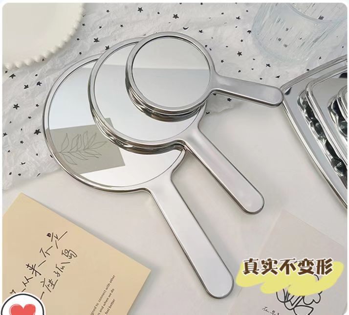 ins风电镀手柄镜随身化妆镜镜子便携创意水波纹手持镜批发详情23