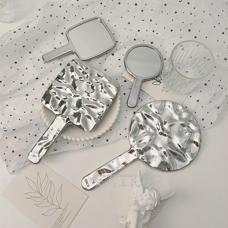 厂家直供方圆形手柄镜化妆美容镜网红镜子单面镜便携式手持镜