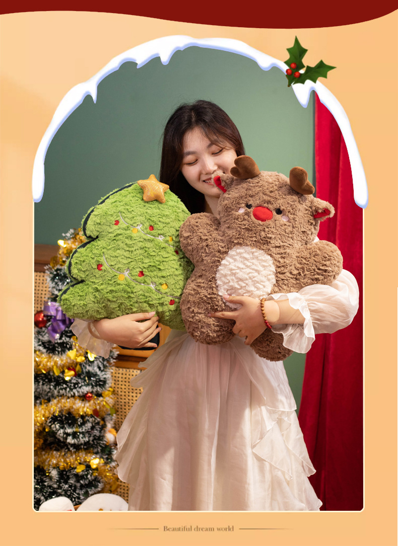 Three-dimensional Christmas plush pillow figurines for girls, cute snowman plush cushion gifts, festive atmosphere decoration cushions pic 16