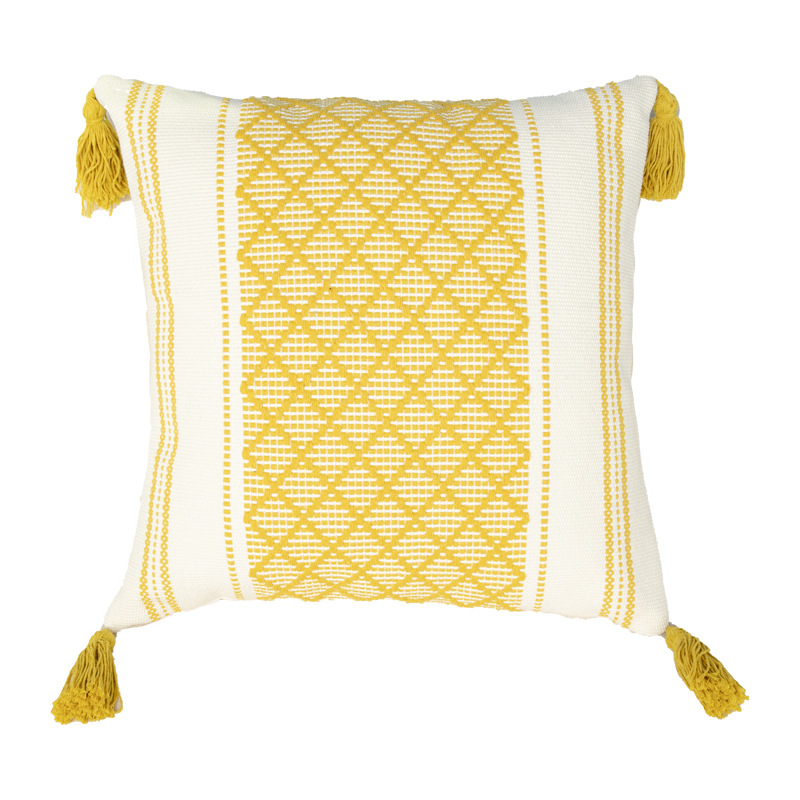 Nordic light luxury and simple style tassel hanging tassel color woven throw pillow sofa, office waist cushion, headrest cover Application Scenario