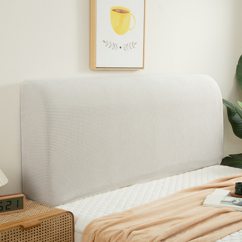 Wholesale of cross-border solid-color corn wool bedhead covers, simple and elastic headboard covers, backrest covers, and dust-proof protective covers