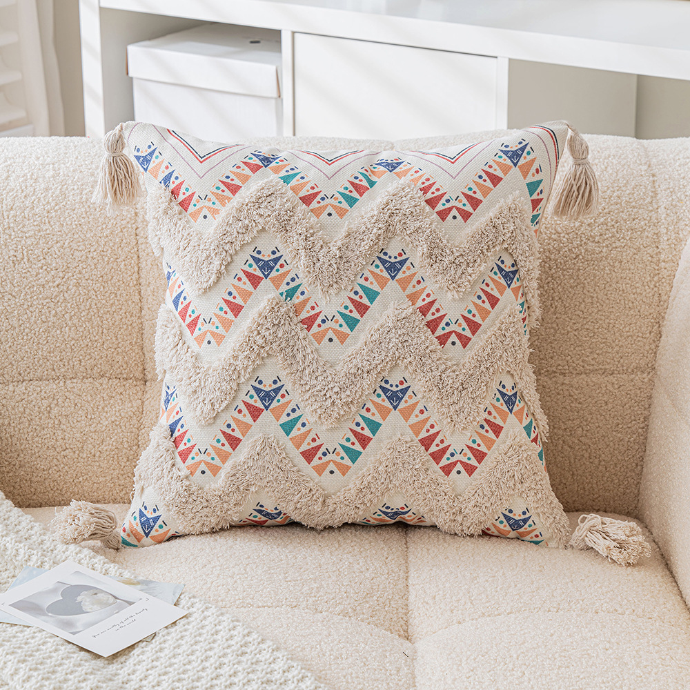 Bohemian-style pillowcase, tufted tassel pillow, homestay hotel decoration cushion cover, sofa bedroom pillowcase Item Picture