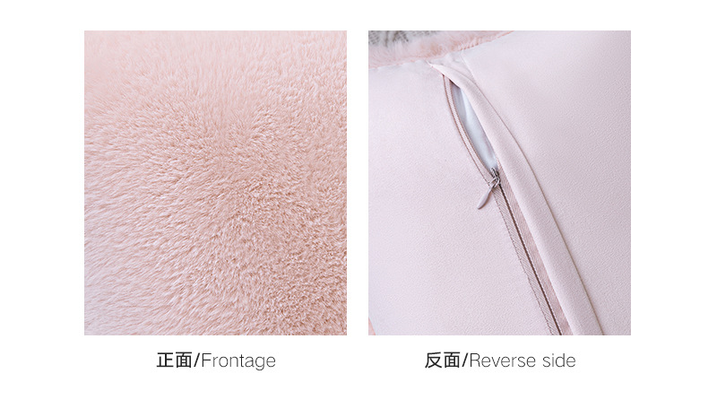 Rabbit fur soft and girlish ins bay window pillow sofa plush solid color cushion pillowcase pic 4