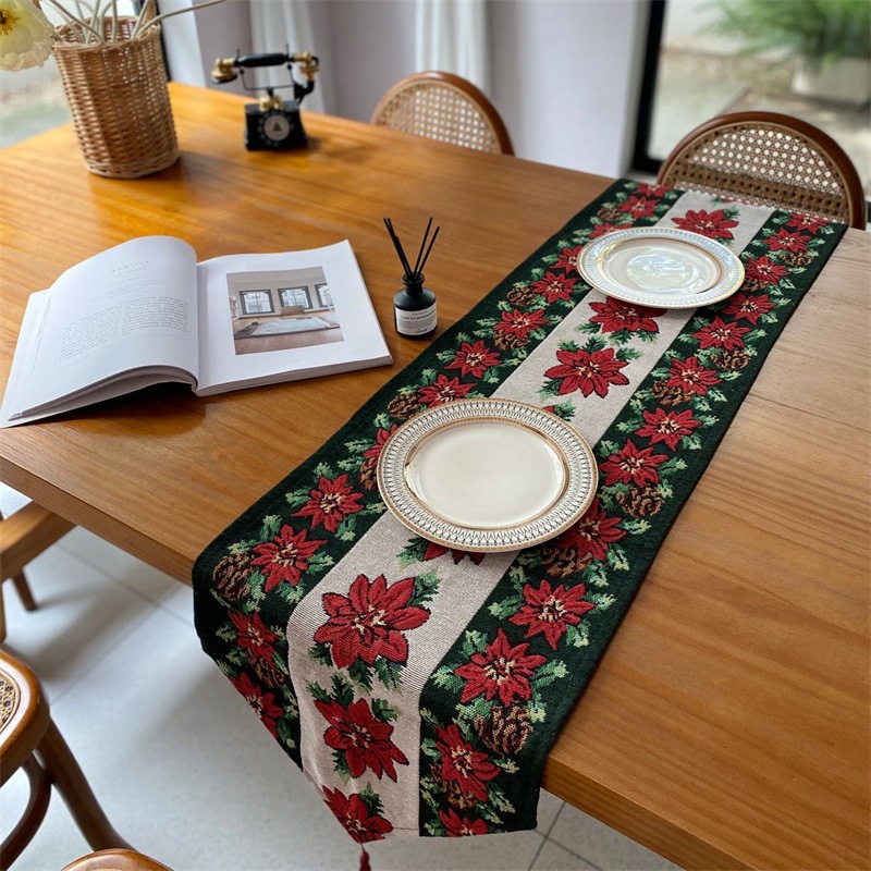 跨境CHRISTMAS TABLE RUNNER 圣诞节桌旗节日喜庆长条巾柜旗餐垫