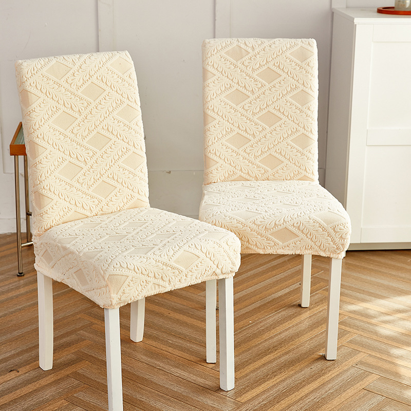 New cross-border chair cover, solid color jacquard velvet elastic dining chair cover, living room and dining room elastic multi-functional seat cover details Picture