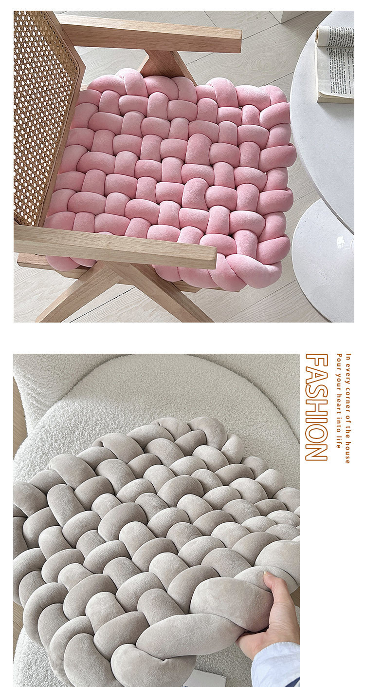 ins influencer home living room decoration sofa cushions, headboard cushions, solid-color hand-woven seat cushions pic 6