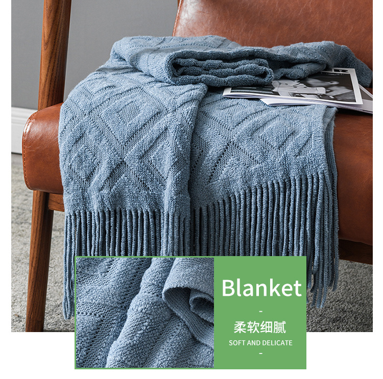 Cross-border Amazon sofa cover blanket bed tail flow Su blanket spring and summer air-conditioned knitted blanket office leisure nap blanket pic 9