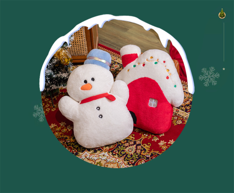 Three-dimensional Christmas plush pillow figurines for girls, cute snowman plush cushion gifts, festive atmosphere decoration cushions pic 10