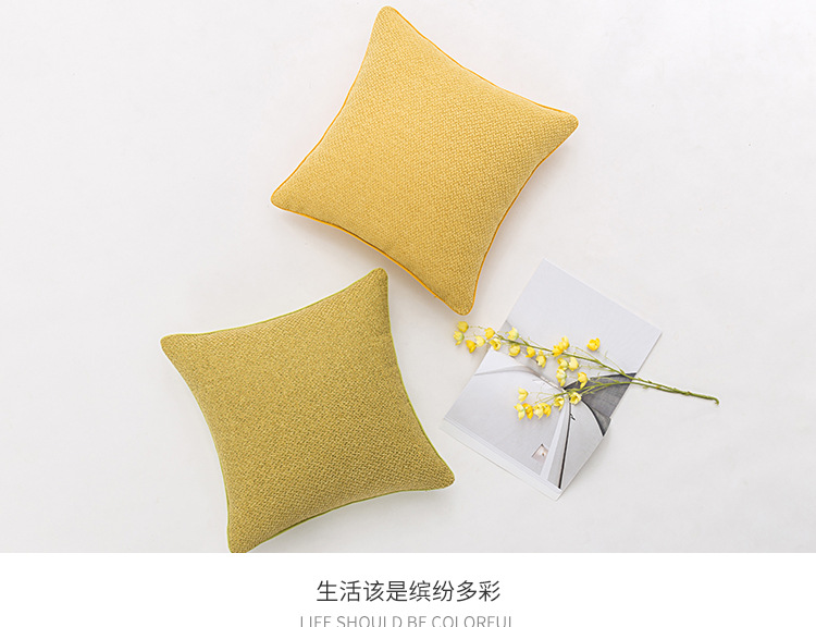 ins风简约素色仿棉麻拼接抱枕套跨境床头沙发包边靠枕套可拆洗详情6