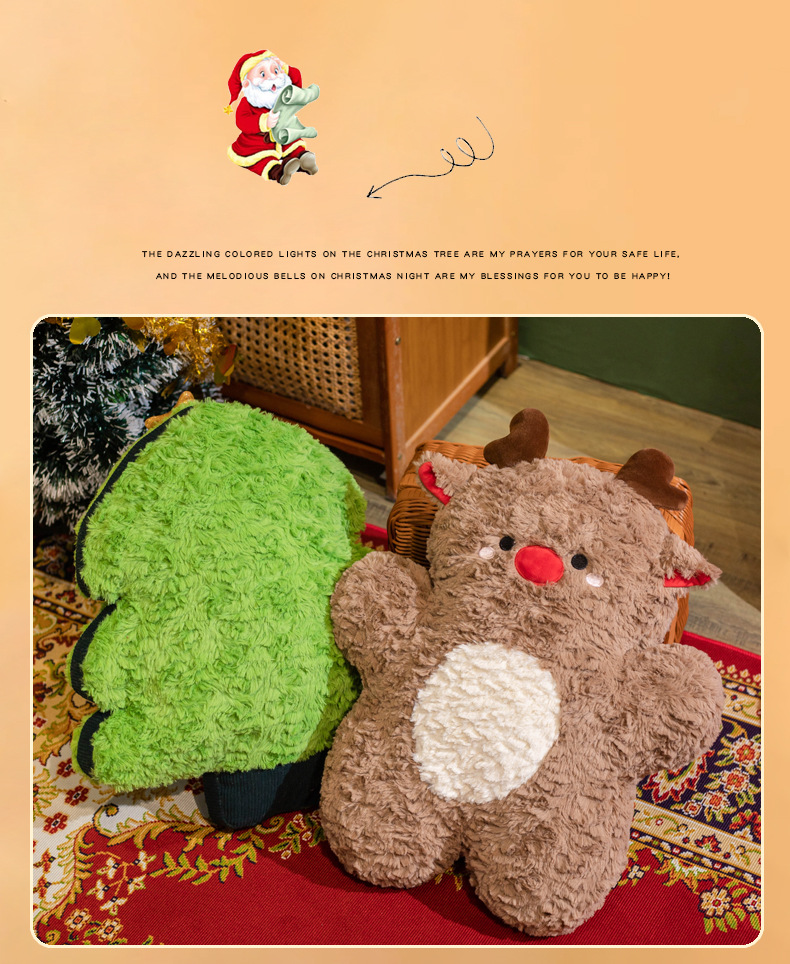 Three-dimensional Christmas plush pillow figurines for girls, cute snowman plush cushion gifts, festive atmosphere decoration cushions pic 13