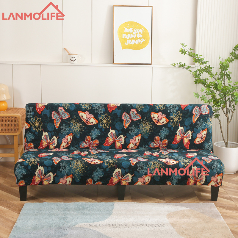 Wholesale of new printed, simple and elastic sofa covers for cross-border folding beds without armrests Item Picture