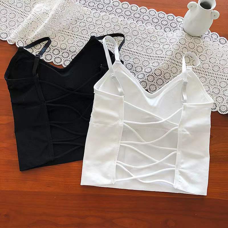 性感吊带背心女带胸垫网红百搭外穿纯色短款辣妹内搭打底抹胸上衣详情14