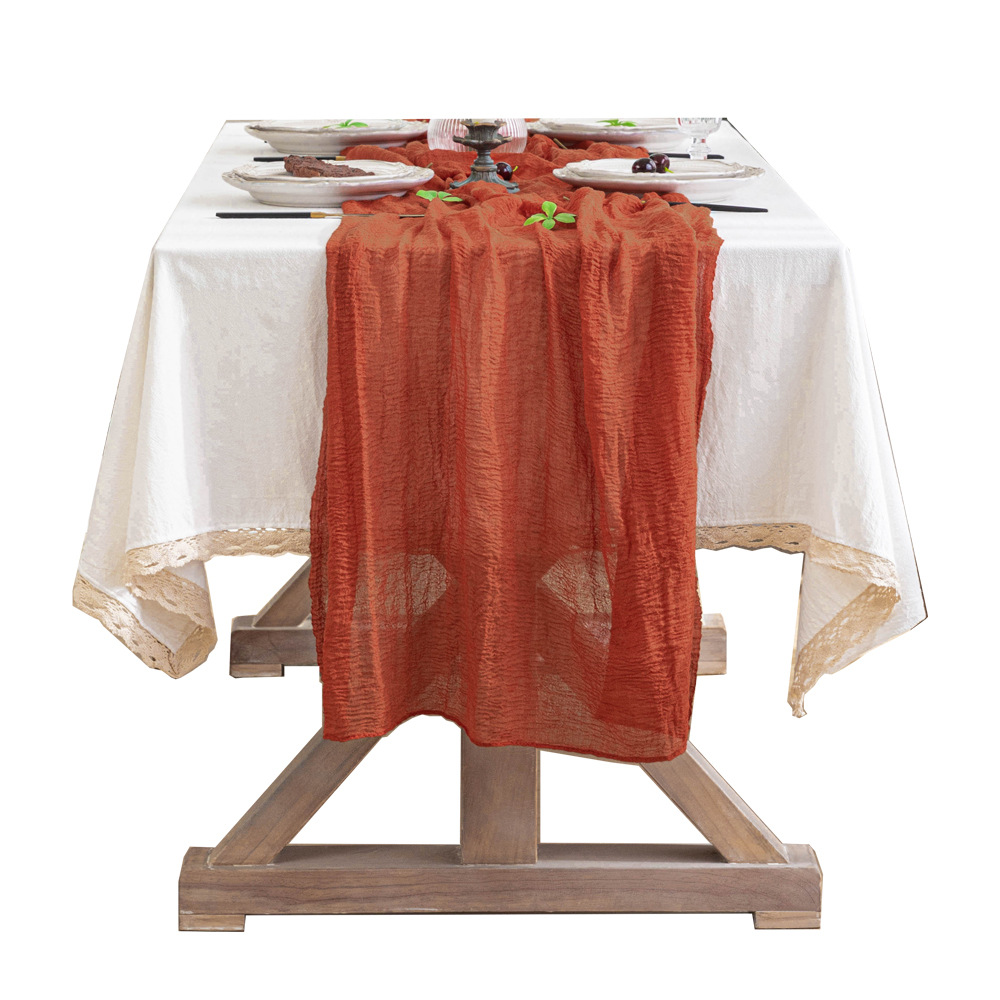 Cross-border pleated fabric table flags for weddings, birthdays, parties, semi-transparent decorative cheese and cheese fabric table flags Application Scenario