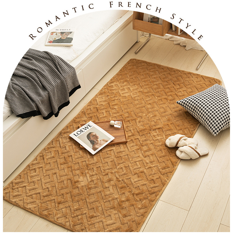 Winter vintage ins floor MATS for foreign trade, plush bedside MATS, anti-slip MATS for autumn and winter, and fully covered with tatami MATS in the bedroom details Picture