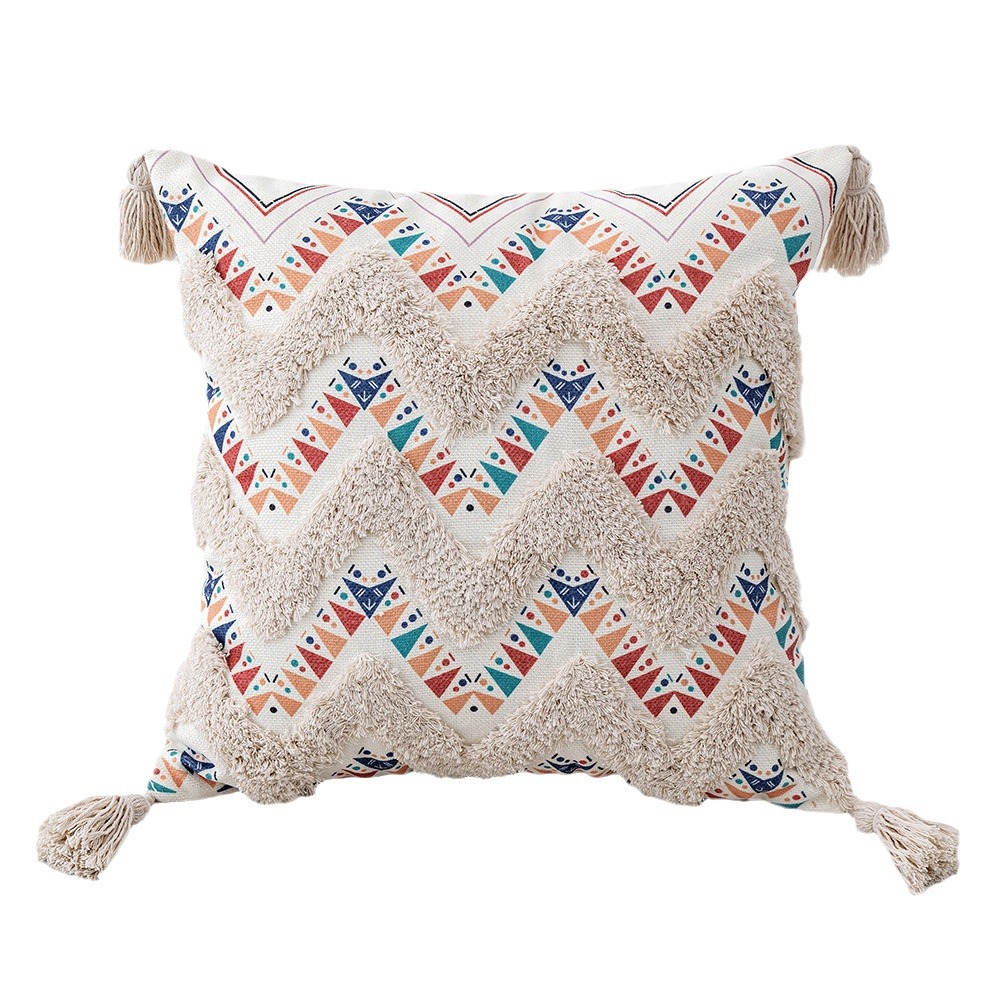 Bohemian-style pillowcase, tufted tassel pillow, homestay hotel decoration cushion cover, sofa bedroom pillowcase Application Scenario