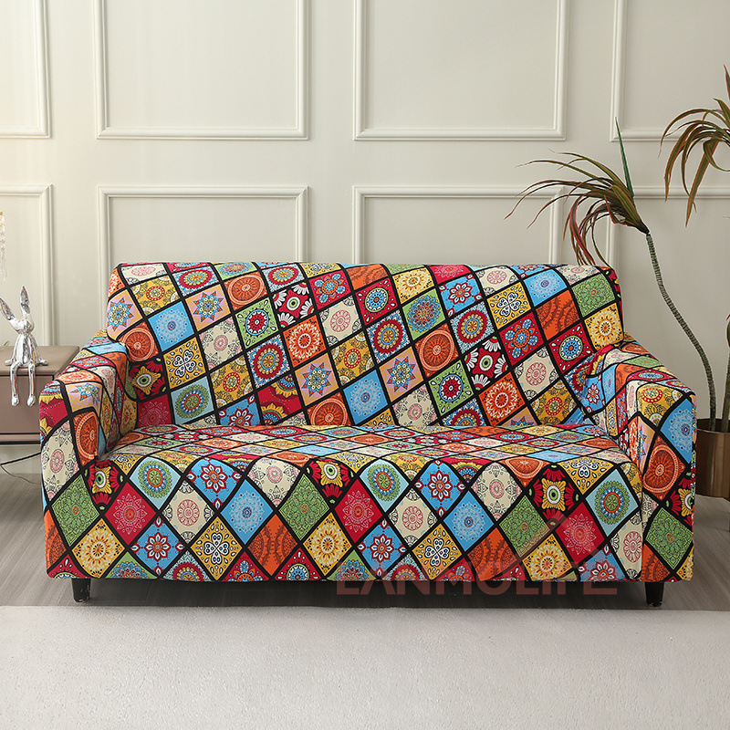 Cross-border stretch printed sofa cover, Bohemian-style fabric home sofa cover, all-season universal wholesale package Item Picture