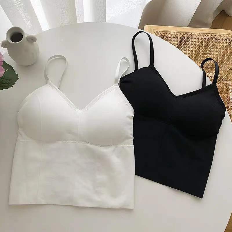 性感吊带背心女带胸垫网红百搭外穿纯色短款辣妹内搭打底抹胸上衣详情2