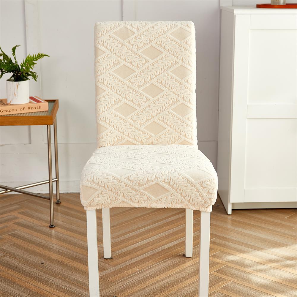 New cross-border chair cover, solid color jacquard velvet elastic dining chair cover, living room and dining room elastic multi-functional seat cover
