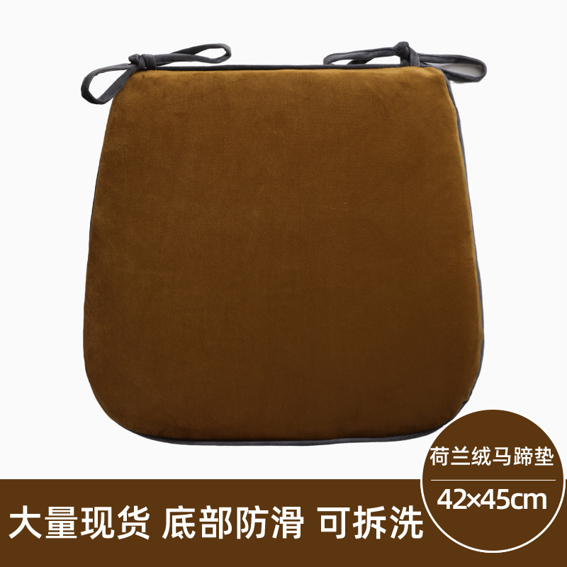 Wholesale of home Chinese-style dining chair and stool cushions with straps, velvet anti-slip seat cushions, solid color in winter, detachable and washable Item Picture