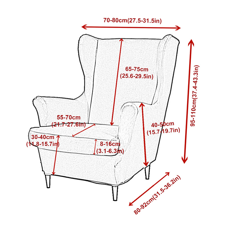 Cross-border all-season universal 160-gram solid color elastic full package Tiger stool Cover Wingback Chair Cover Specification image