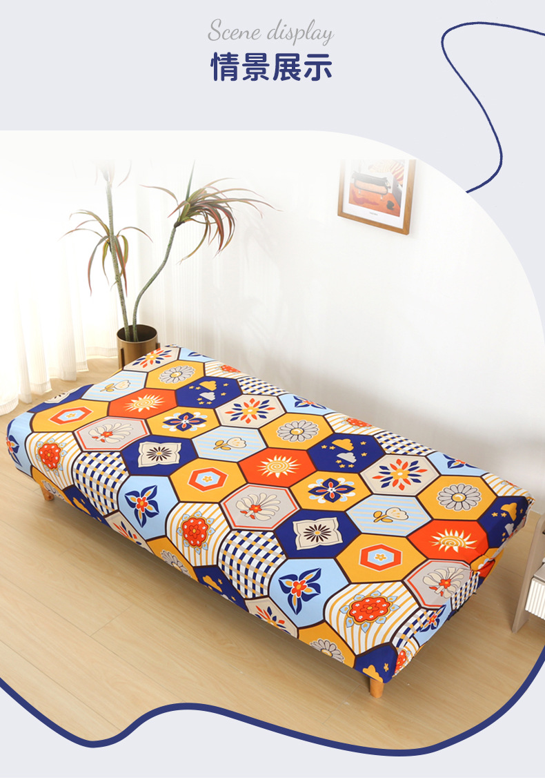 TEMU亚马逊折叠沙发床套 简约弹力无扶手加厚防尘沙发罩全包批发详情5