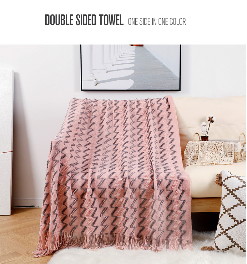 Sofa blanket, knitted blanket, Nordic sofa towel, cover fabric, fringed woolen blanket, air conditioning blanket, nap blanket, pillowbed blanket pic 8
