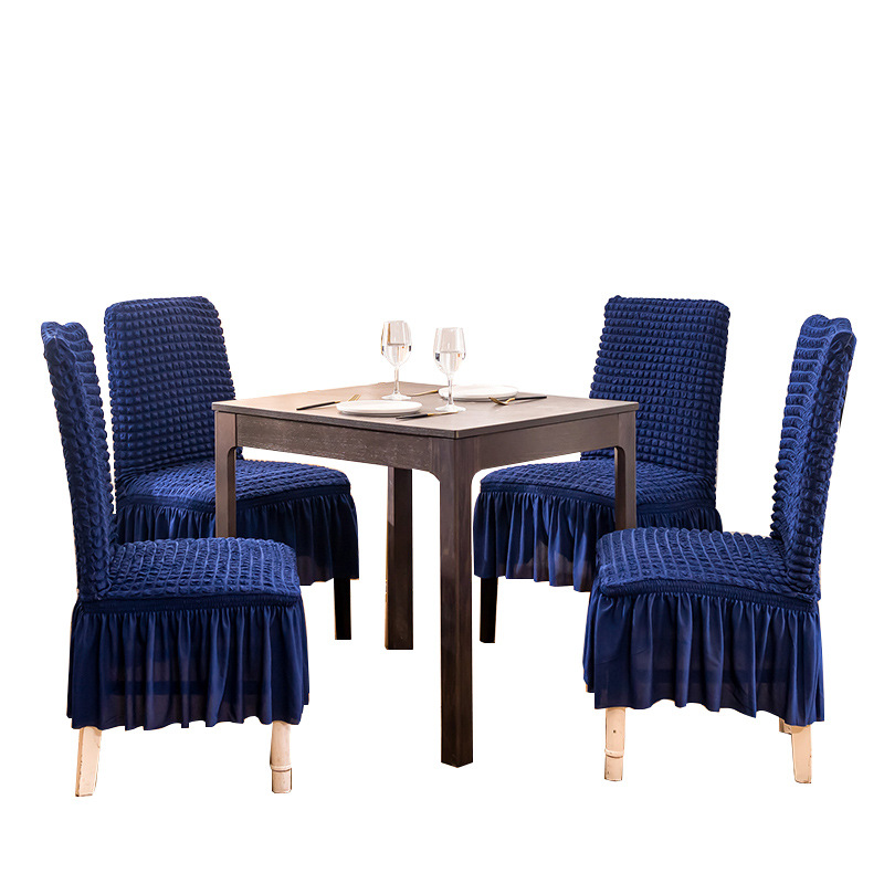 跨境泡泡纱爆米花摆裙椅套 纯色弹力座椅套酒店防尘椅套详情图2