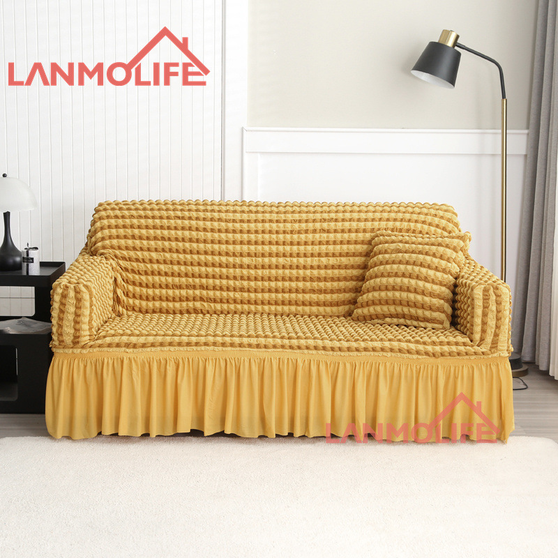 Cross-border skirt hem bubble yarn sofa cover full package anti-slip high-end sofa cushion, all-season universal sofa cover wholesale Item Picture