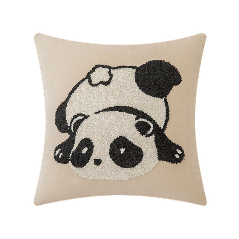 New embroidered cute panda throw pillows, modern and simple black and white ins living room homestay sofa bed cushions and pillows Application Scenario