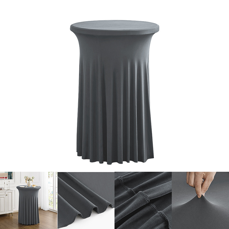 批发现代简约高级感红色商用会议鸡尾酒吧台套圆形太阳裙弹力桌套详情21