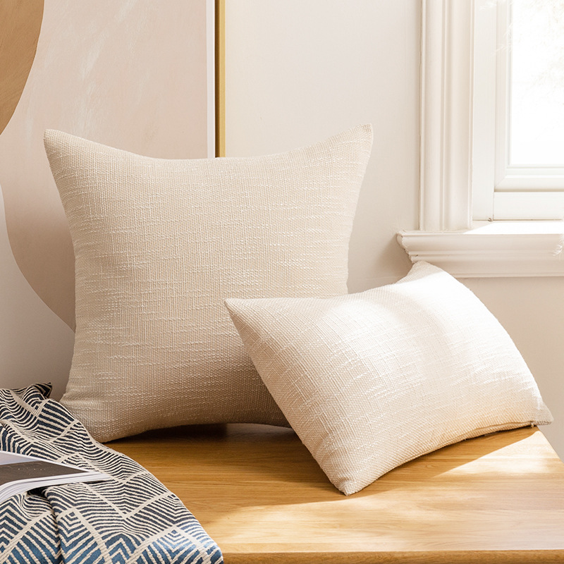 Summer cool home sofa, cotton and linen pillowcase, ins living room solid color coarse linen car backrest and lumbar pillow wholesale Item Picture