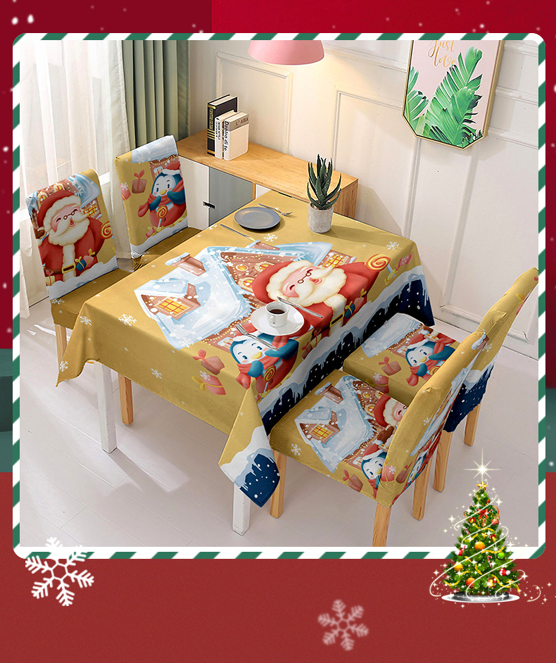 外贸出口圣诞老人桌布家用节日氛围装饰台布新款圣诞节印花餐桌布详情3