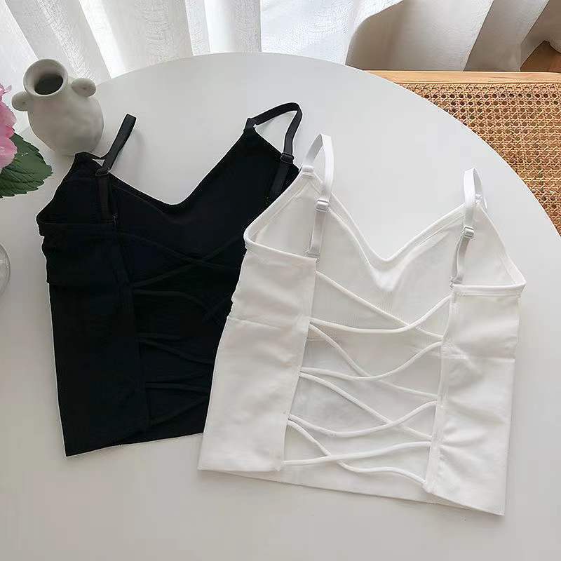 性感吊带背心女带胸垫网红百搭外穿纯色短款辣妹内搭打底抹胸上衣详情6