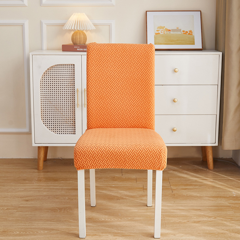 Wholesale of 2023 new style chair covers with simple solid color jacquard decoration, elastic backrest and universal stool covers Specification image