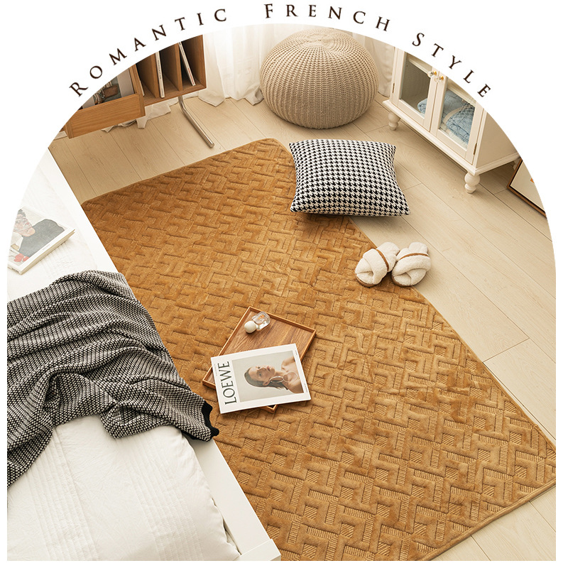 Winter vintage ins floor MATS for foreign trade, plush bedside MATS, anti-slip MATS for autumn and winter, and fully covered with tatami MATS in the bedroom Specification image