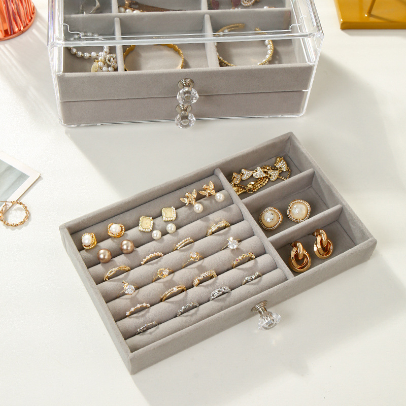 Jewelry box storage box, high-end, large capacity, multi-layer exquisite earrings, earrings, necklaces storage, rings and accessories cabinet Specification image