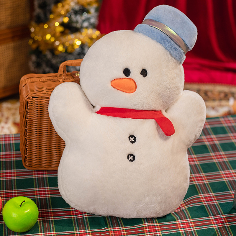 Three-dimensional Christmas plush pillow figurines for girls, cute snowman plush cushion gifts, festive atmosphere decoration cushions Item Picture