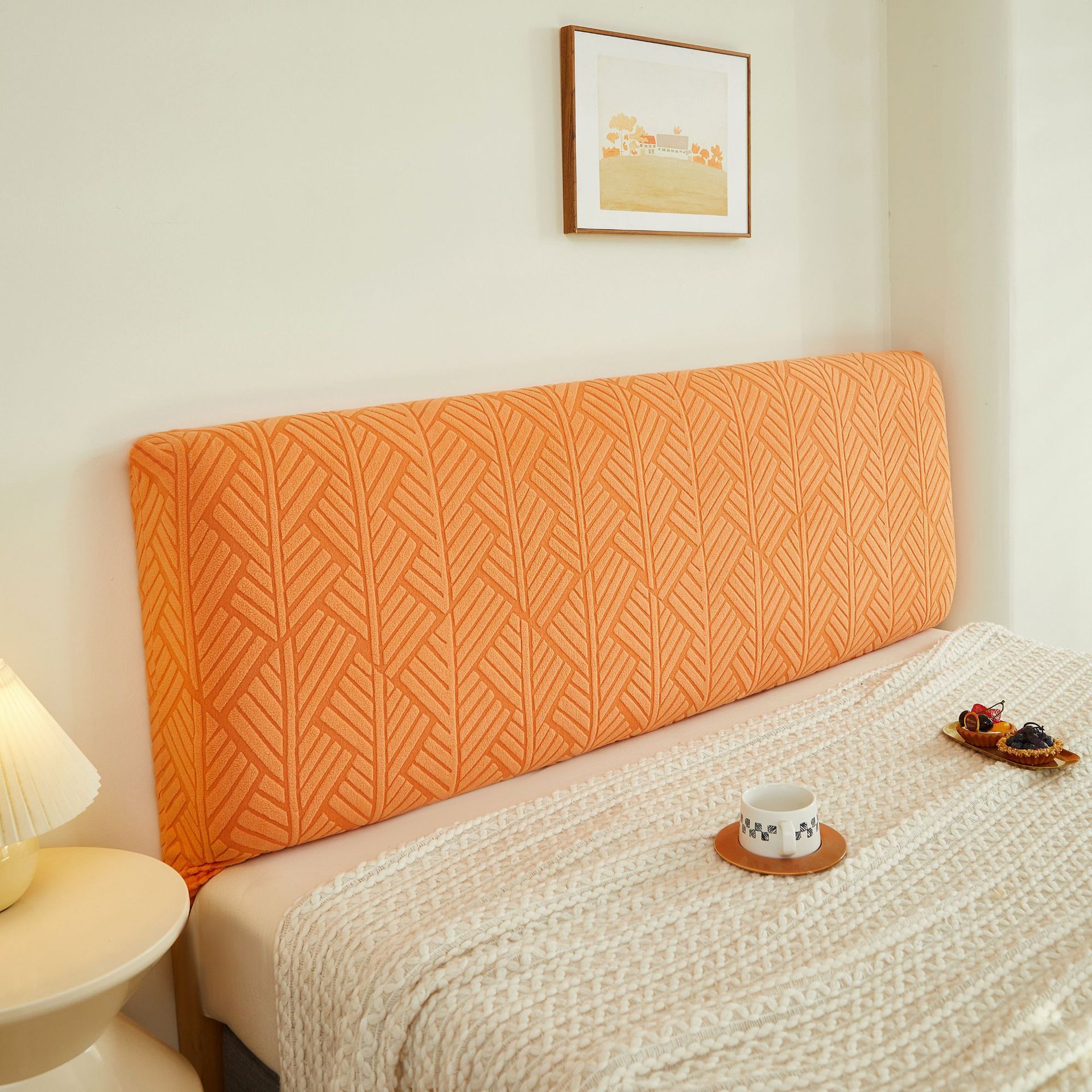 2024 New thickened jacquard headboard backrest cover, solid color cross-border full package headboard backrest dust cover Item Picture