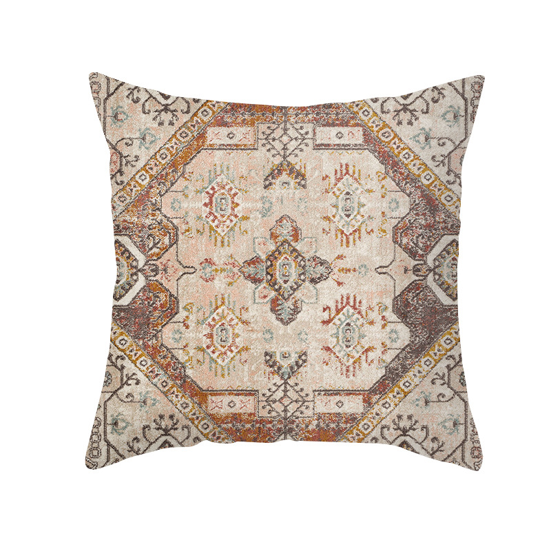 Bohemian-style retro pillowcase, peach skin velvet printed, cross-border home decoration, pillow, cushion, homestay sofa details Picture