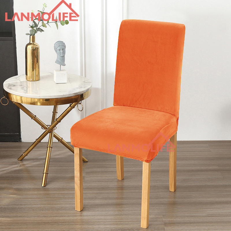 Cross-border thickened silver fox fleece chair cover, fully wrapped elastic fleece hotel home dining chair cover, solid color simple stool cover Item Picture