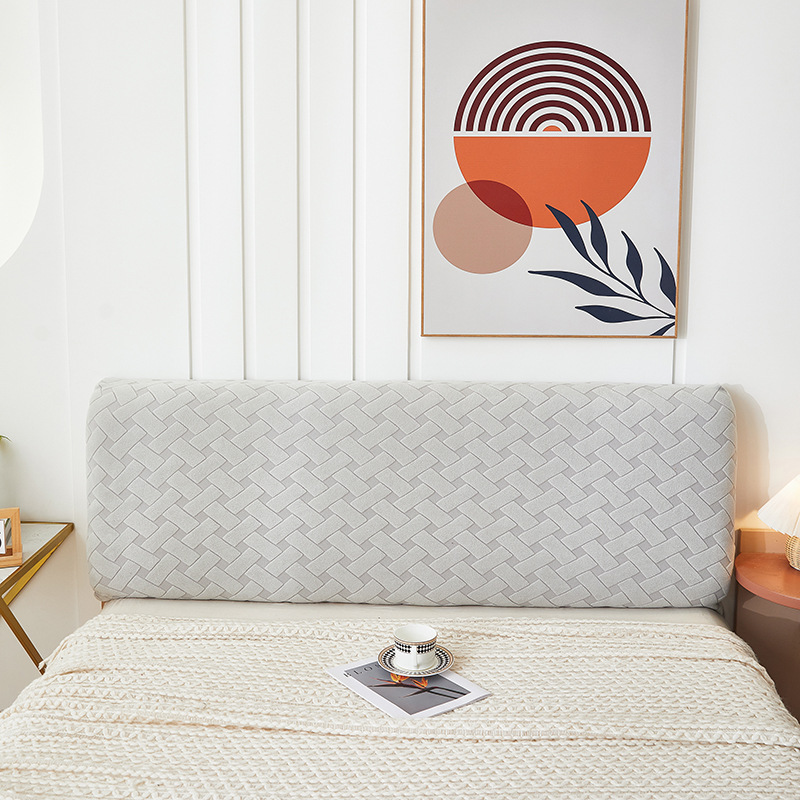New solid color three-dimensional jacquard headboard backrest cover, full headboard backrest dust cover, soft headboard cover Specification image