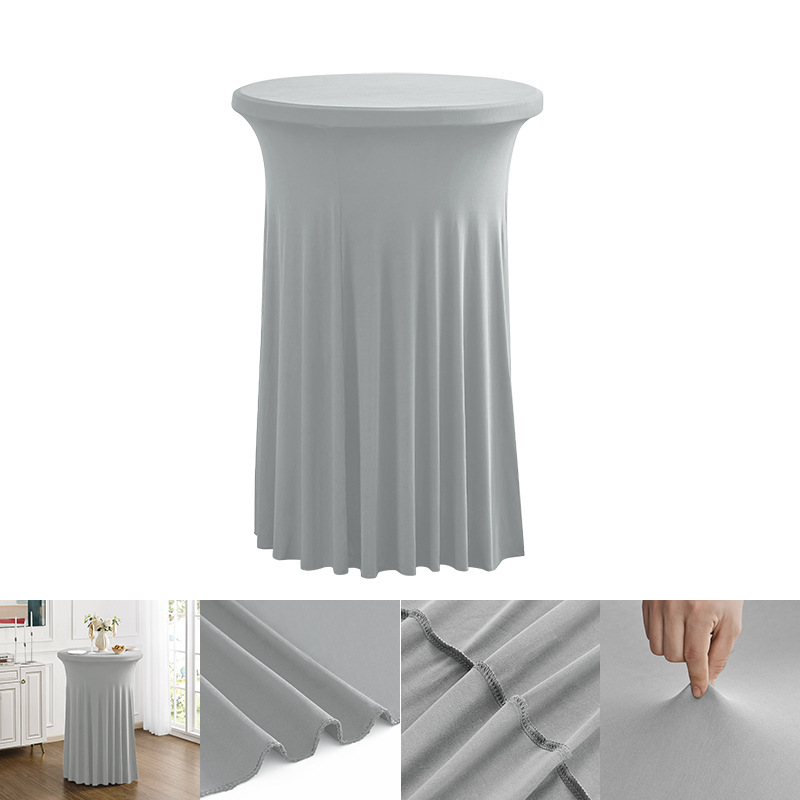 批发现代简约高级感红色商用会议鸡尾酒吧台套圆形太阳裙弹力桌套详情20