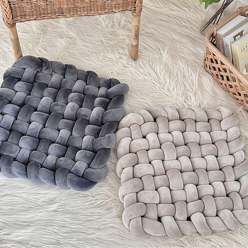 ins influencer home living room decoration sofa cushions, headboard cushions, solid-color hand-woven seat cushions Specification image